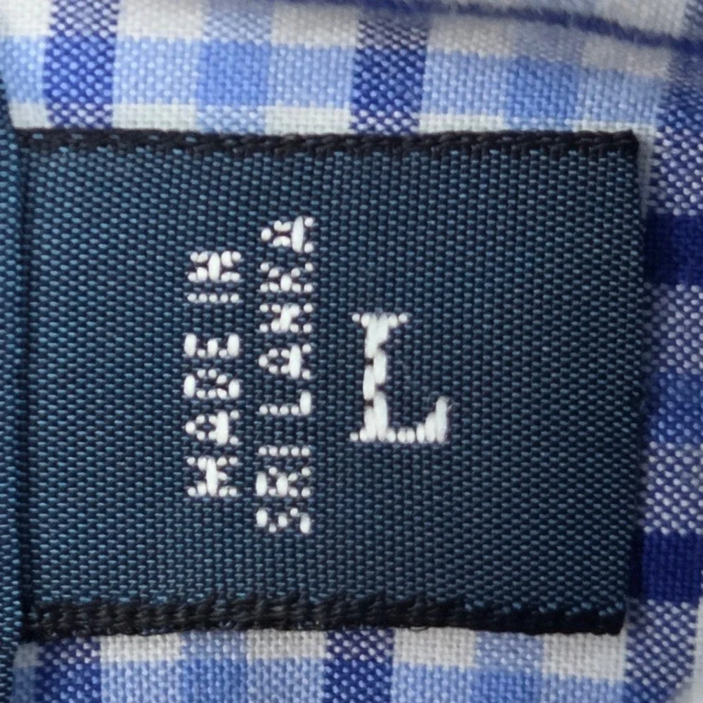 Ralph Lauren Button Down Shirt Mens L Classic Fit Gingham Check Blue and White